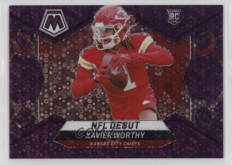 2024 Panini Mosaic NFL Debut No Huddle Purple Prizm 2/50 Xavier Worthy Rookie RC
