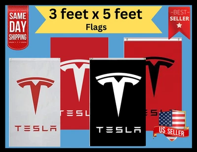 Tesla Motors 3ft x 5ft Flag Banner Wall Sign Poster