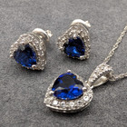 HNJ Heart Shape Blue & White Sapphire 925 Silver Necklace and Earring Set by PAJ — photo 1