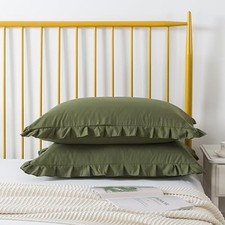 King Size Pillow Cases Set of 2 - King Size Pillowcase 20" x 36" Olive Green