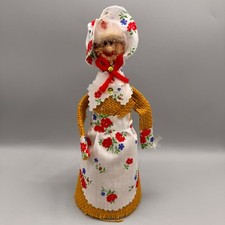 Vintage Handmade Folk Art Doll Floral Dress Country Farmhouse Decor