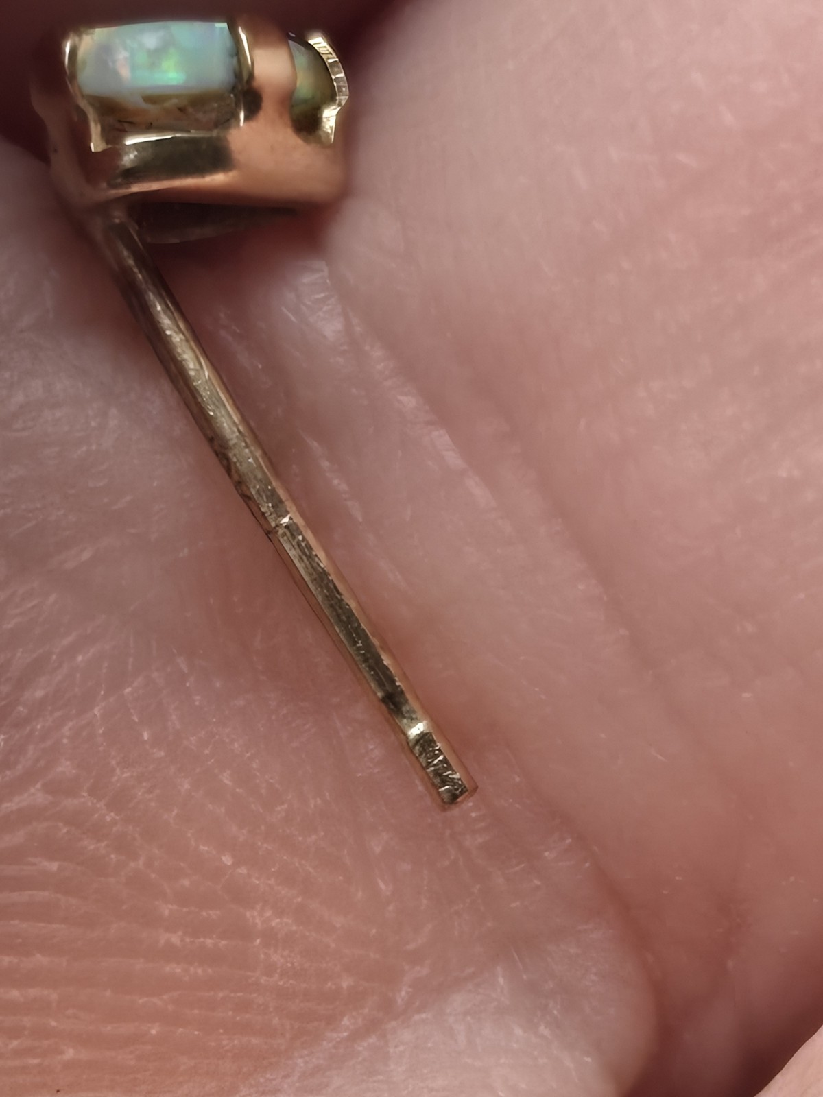 10K Solid Yellow Gold Single Earring With Opal in… - image 3