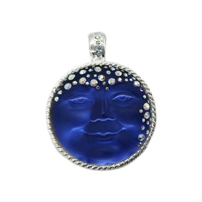 Kirks Folly Goddess Seaview Moon Foldover Magnetic Pendant Silver tone Blue 
