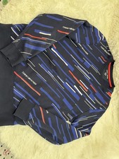 Tommy Hilfiger Sports Navy Blue Crewneck Allover Print Sweatshirt Size L / G