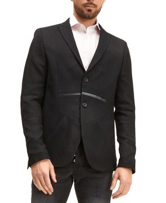 RON TOMSON Men's Modern Lightweight Geometric Sport Coat Black Medium