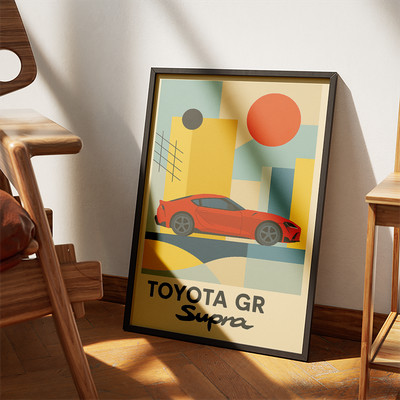 Toyota GR Supra Poster A3   Bauhaus Still | Minimalistische Kunstdruck