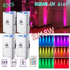 4pcs 3 18W RGBWA UV Battery Powered Wireless LED Stage Par Light For Disco Stage
