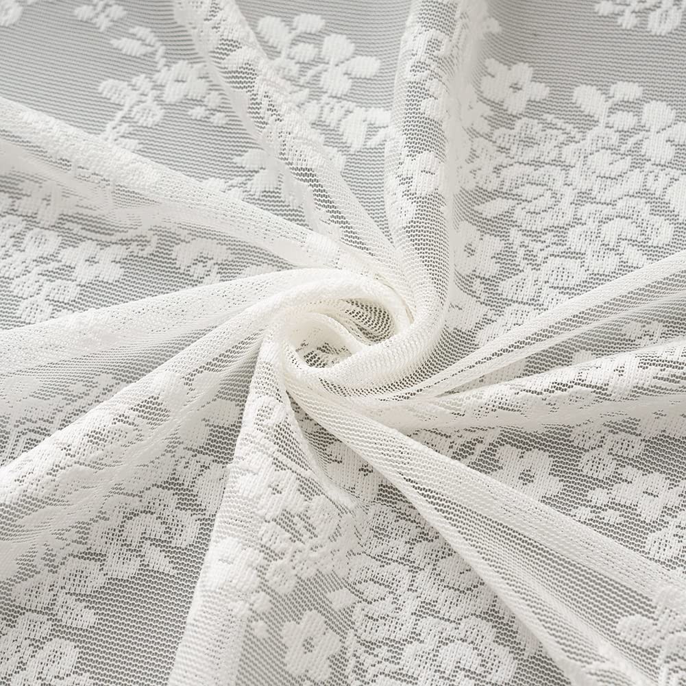 Vintage Lace Curtains 84 Inches Long-Romantic Flowers and Branch Sheer Lacy C...