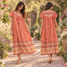 Spell & the Gypsy Love Story Boho Maxi Dress Red Coral Orange Tassel S AU 10