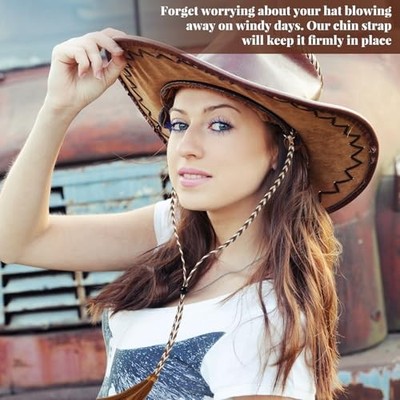 8778 3 Pcs Western Braided Stampede String For Cowboy Hats With Tassel Amazon.com: Wesnoy 3 Pcs Western Braided Stampede String Hat  main image 4