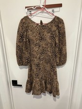 Maeve by Anthropology Women's Animal Print Knit Cut-Out Mini Dress, Brown, Size