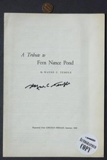 1960 Wayne C Temple AUTOGRAPHED Abraham Lincoln Scholar Fern Nance Pond booklet-