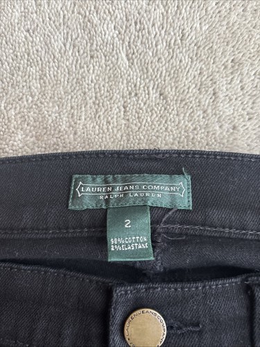 Lauren Jeans Company Ralph Lauren Black Denim Size 2 UK 6 Straight Capri L26 - Picture 3 of 5