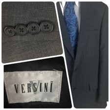 Versini Men's Gray Check Blazer Sport Coat Sz 42L 2 Button Non-Vented 0045