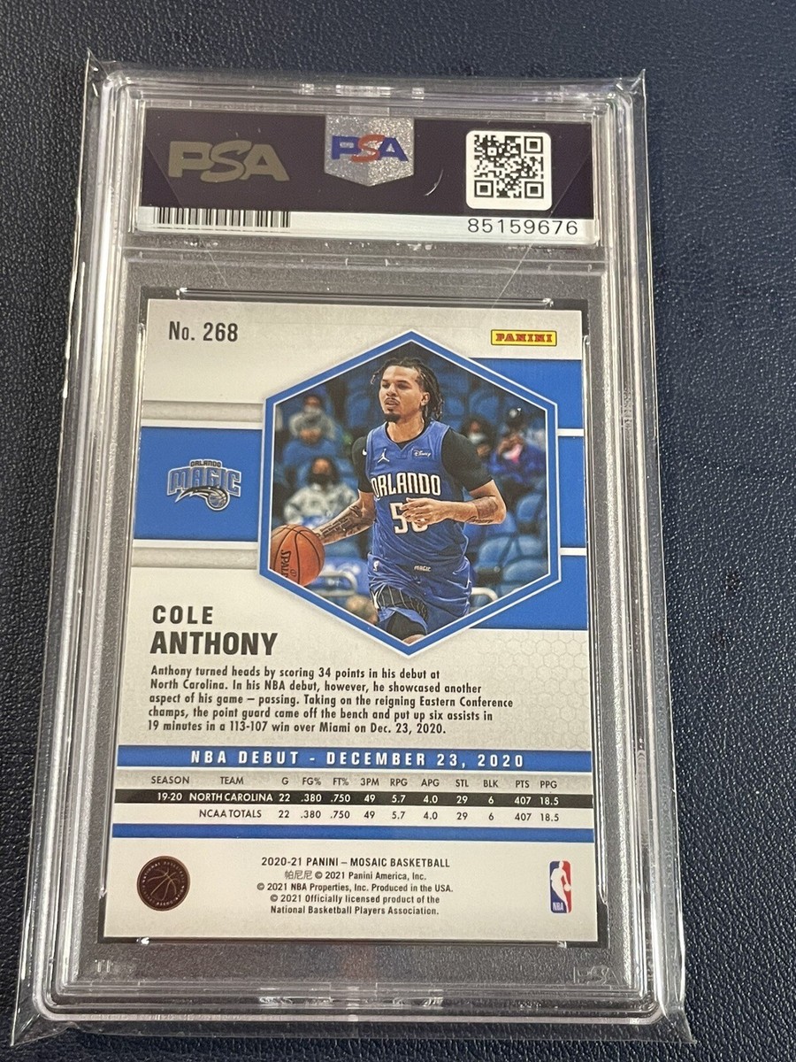 Cole Anthony Signed Mosaic RC PSA Dna Auto Grade Gem Mint 10