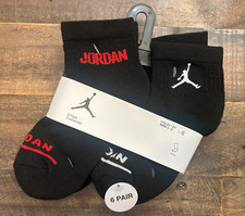 NEW Nike Jordan Jumpman Cushioned Ankle Crew Socks 6 Pairs Black Size Youth 5Y-7