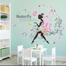 Flower fairy butterfly 100  Wall Decal Angel Sticker Girls ,Boys Kids Room