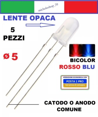 10 PZ 3 MM Diffuso A Due Colori Anodo Comune/Catodo LED Rotondo Rosso Bianco Caldo Blu Giallo Verde Diodo Bicolore Emettore Di Luce - Foto 2