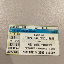 2993 March 9 Tampa Bay Devil Rays v New York NY Yankees Spring Training Ticket