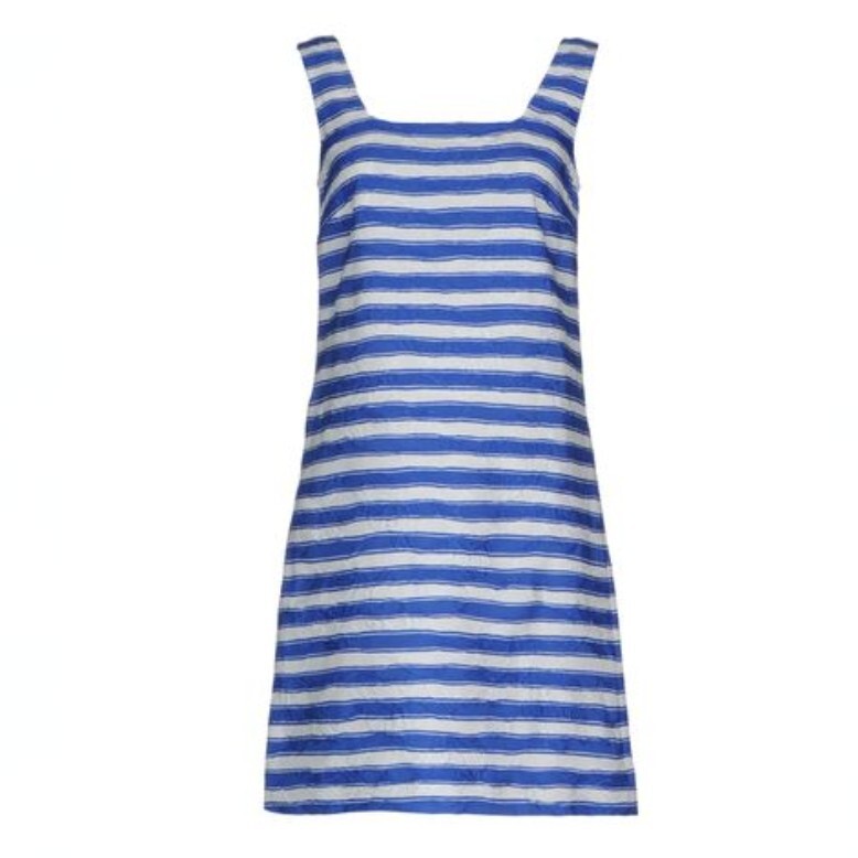 100% AUTH Dolce & Gabbana Cotton Silk Striped Dress IT38