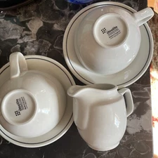 Steelite International, England: White Creamer Cups  Banded  Saucers READ