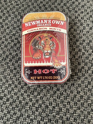  NEW! Newman's Own Organics HOT CINNAMON MINTS in TIGER TIN - FACTORY SEALED 