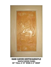 LOW PRICE! "GRIFFIN /GARGOYLE" 3D HIGH RELIEF CARVED *MAPLE WOOD PANEL 30"x19"