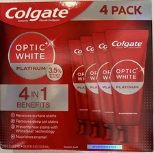 Colgate Optic White Platinum Toothpaste, 4.1 Ounce (Pack of 4)