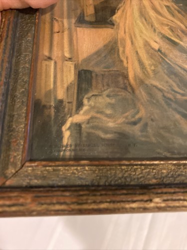 19) Vintage Mother & Child Baby Teddy Framed Litho Print "Good Night Kiss" - Picture 4 of 9