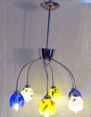 Beautiful 6 Light Flex Ceiling Lamp With 4 Murano Glass Shades