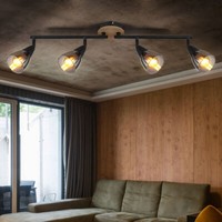 Schlafzimmerlampe Deckenleuchte Deckenlampe Schwarz Spots Beweglich Rauchfarben