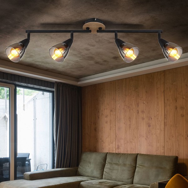 Schlafzimmerlampe Deckenleuchte Deckenlampe Schwarz Spots Beweglich Rauchfarben-image