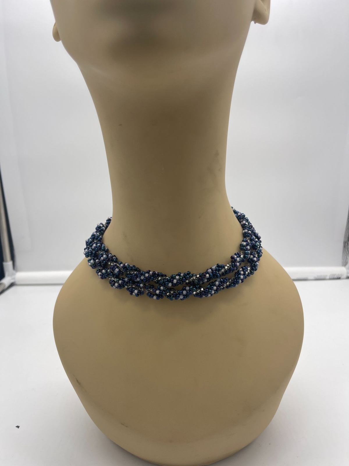 Collana girocollo corto corda doppia fila con perline vintage