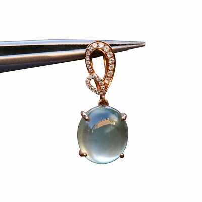 Coming soon Natural AAAAA  Prehnite W/diamonds 18K rose Gold PENDANT KG120