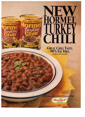 Hormel Foods Turkey Chili Vintage 1993 Print Ad