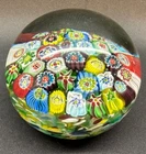 Murano Hand Made Art Glass Paperweight Medium Globe Flower Millefiori Canes