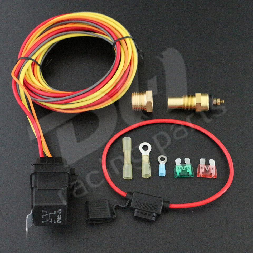Electric Cooling Fan Dual Wiring Install Kit 165/185 Thermostat 40Amp Relay New - Image 3 of 4