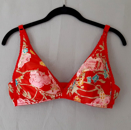 Vintage Vanity Fair Padded Soft Cup Red Floral Bra 36C