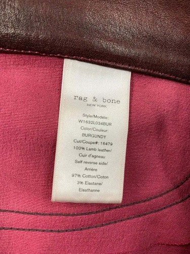 Rag & Bone Burgundy Lamb Leather Pants, Size 27 - Picture 6 of 7