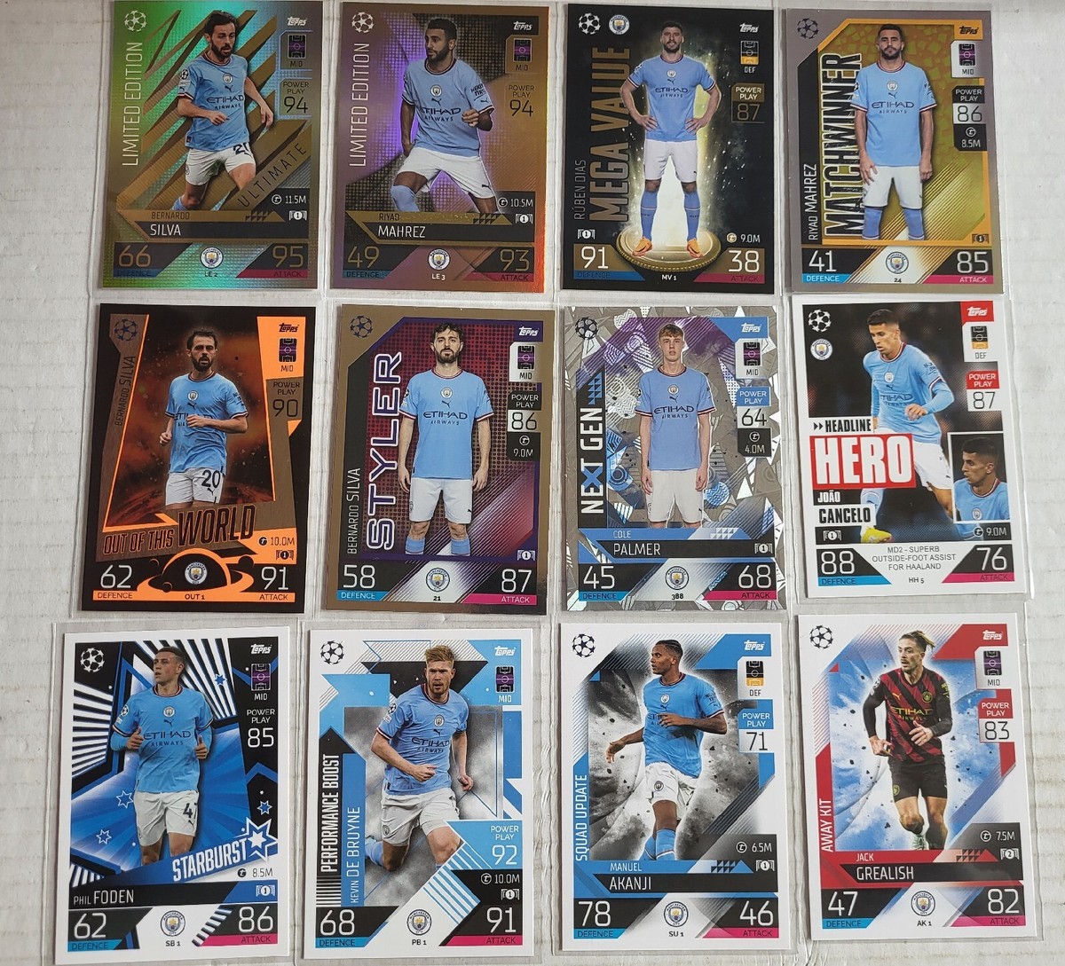 topps Manchester City ジャージカード　8枚セット Topps Match Attax 2022/23 Manchester City Bundle 21x Cards