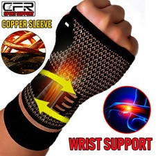 Arthritis Copper Wrist Support Compression Sleeve Hand Brace Gloves Pain Relief