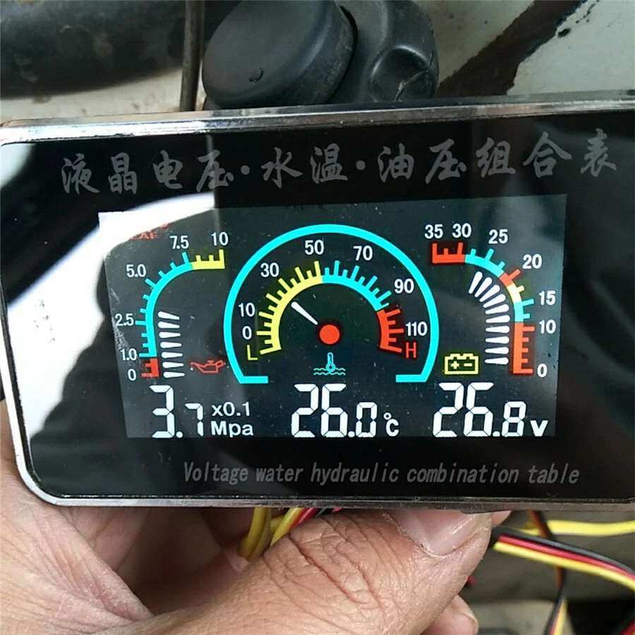 Pantalla LCD Digital Coche Camión Temperatura del Agua/Presión del Aceite/Medidor de Voltaje con Sensores Foto 2 de 4