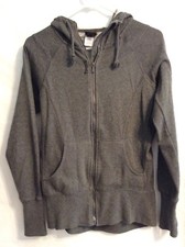 REEBOK Womans Hoodie Jacket Size XS Fitness Thumb Holes Grey Zip Front