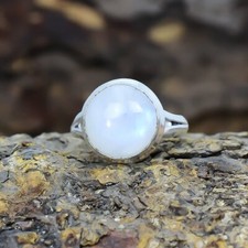 Rainbow Moonstone Gemstone Handmade Silver Jewelry Ring Size 9 RSLS404