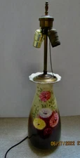 VINTAGE ART DECO HAND PAINTED LAMP..FLOWERS..ADJUSTABLE HEIGTH..ENGLAND..1930'S?