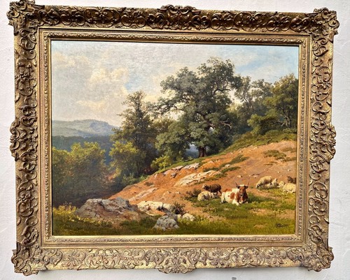 Max Schmidt Südliche Landschaft mit Kühen Öl auf Leinwand Berliner Künstler