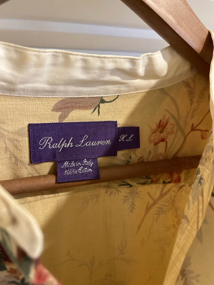 Camisa Polo Ralph Lauren Etiqueta Púrpura Floral Abotonada XL Hecha en Italia Foto 2 de 4