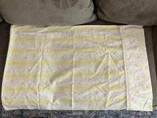 Vintage JC Penney Yellow Rose Stripe Lace Cottagecore Queen Pillowcase 20" x 32"