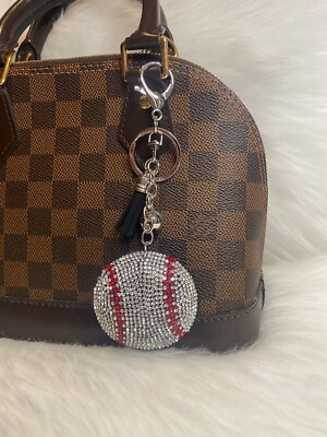 Baseball Keychain Bling Bag Charm Keyring Purse Charm Key Fob Fun Sports Gift