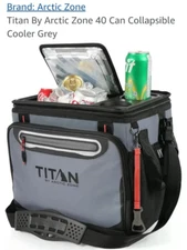 Titan by Arctic Zone 40 Can Collapsible Zipperless Soft Cooler, Black, 23 QT